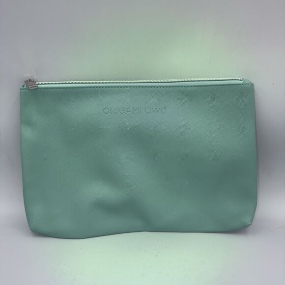 Origami Owl Purse Organizer Makeup Travel Case Cosmetic Bag Teal - Picture 3 of 5